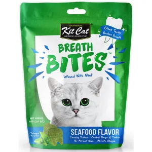 5 FOR $14: Kit Cat Breath Bites Mint & Seafood Flavour Dental Cat Treats 60g
