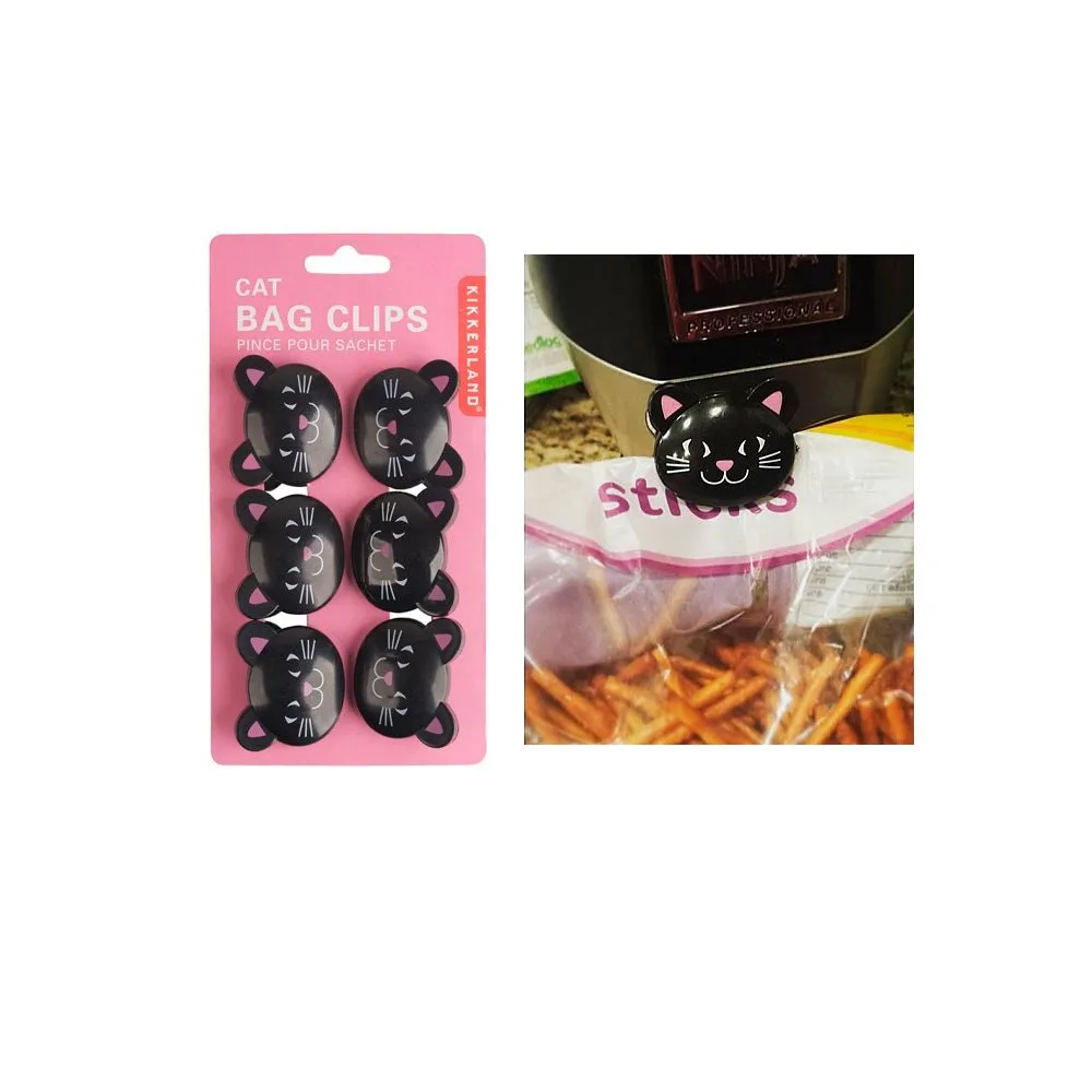 6 Kikkerland Cat Bag Clips Sealing Chips Food Storage Seal Tight Kitchen Snack !