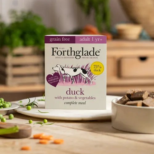 Forthglade | Grain Free Natural Complete Wet Dog Food Tray | Duck & Vegetables - 395g