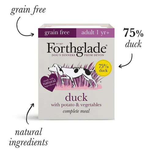 Forthglade | Grain Free Natural Complete Wet Dog Food Tray | Duck & Vegetables - 395g