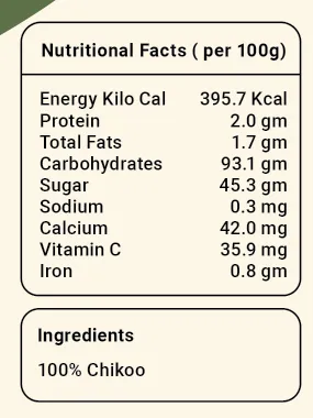 Freeze Dried Chikoo, 30 grams