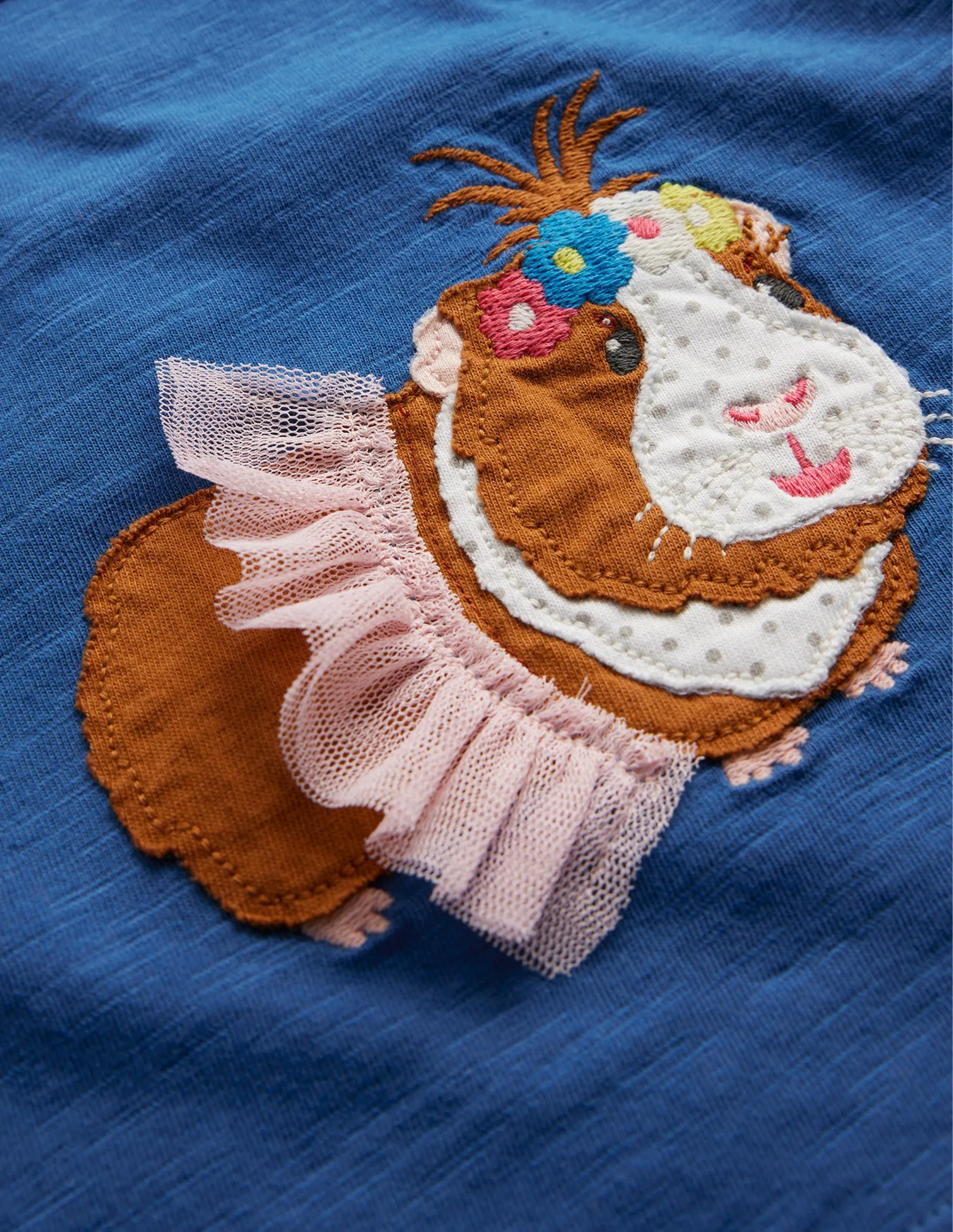 Fun Applique Tunic-Delft Blue Guinea Pig