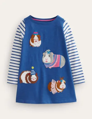 Fun Applique Tunic-Delft Blue Guinea Pig