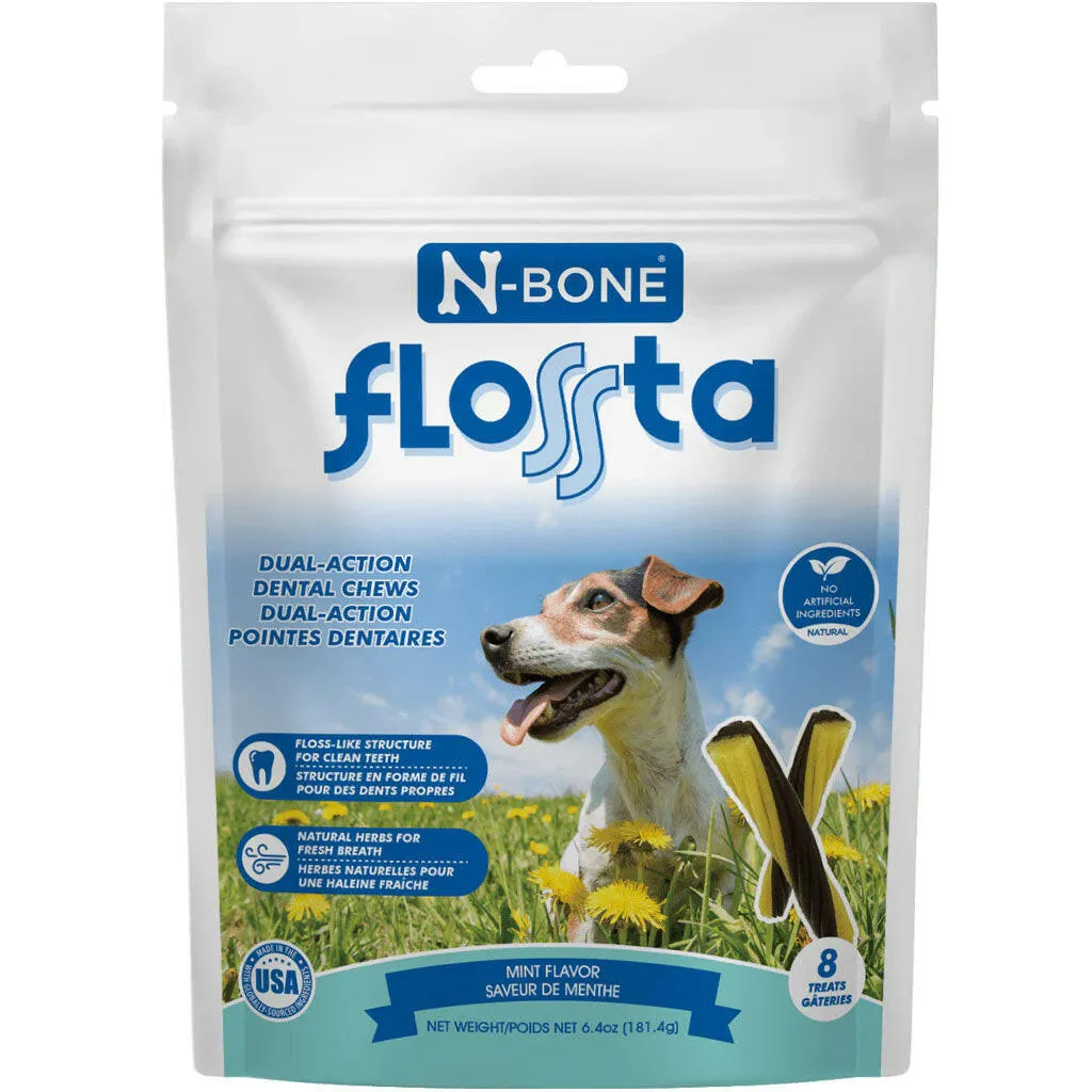 N-Bone FLOSSta Dual Action Mint Flavor Dental Dog Chews