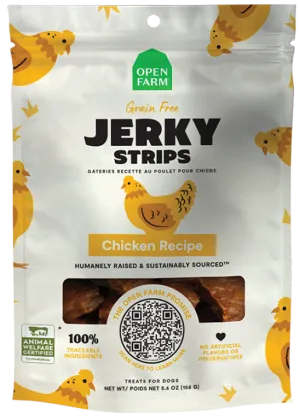Open Farm Grain Free Jerky Strips Chicken Dog Treats