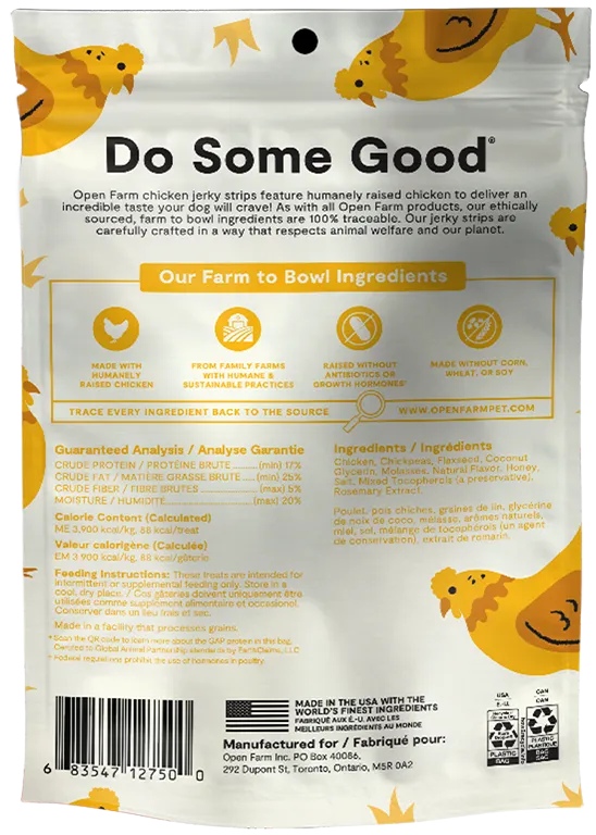 Open Farm Grain Free Jerky Strips Chicken Dog Treats