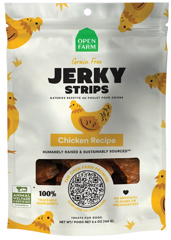 Open Farm Grain Free Jerky Strips Chicken Dog Treats