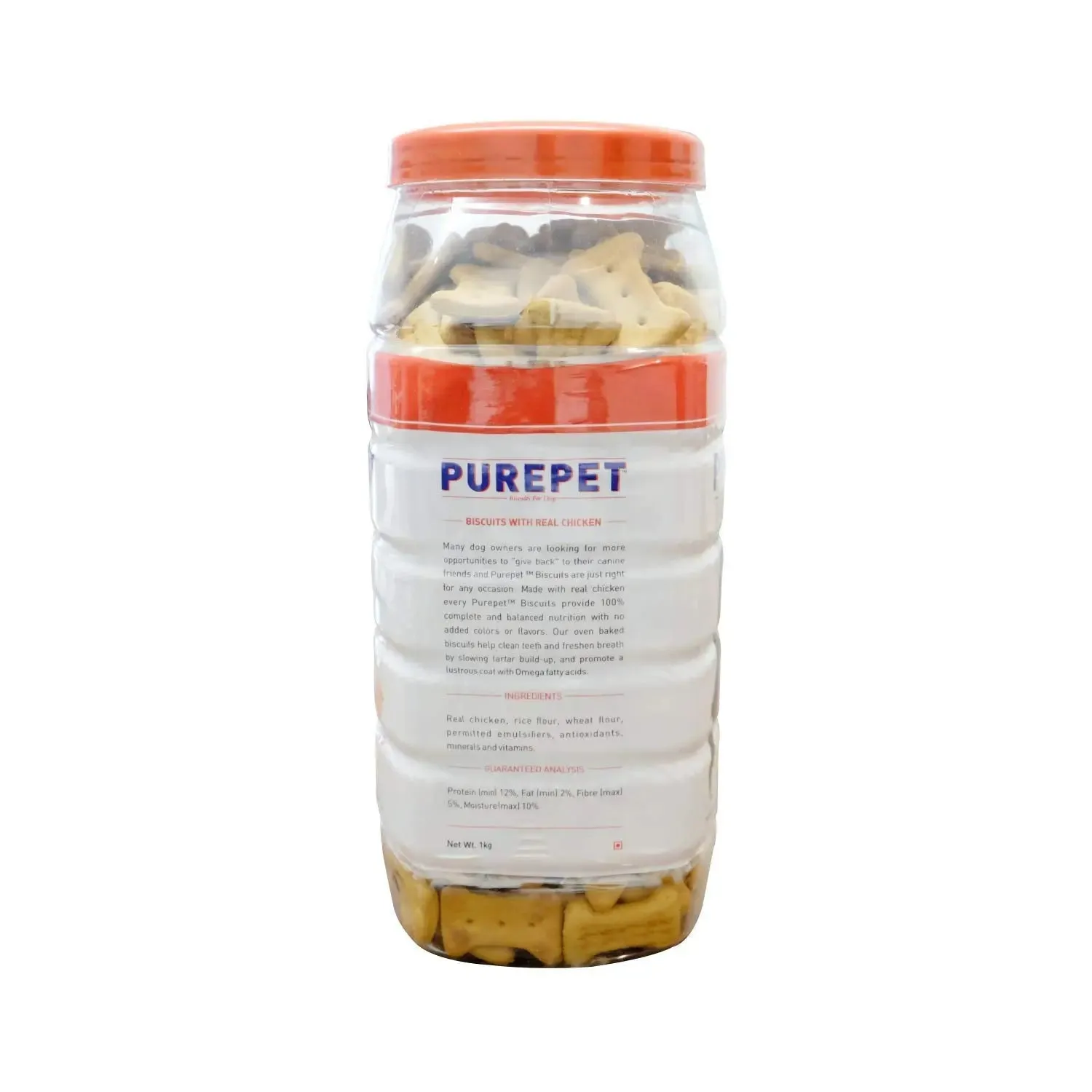 Purepet Chicken Flavour Real Chicken Biscuit Dog Treats Jar, 1kg