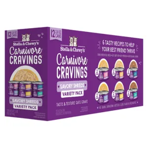 Stella & Chewy's Cat Carnivore Savory Shreds Variety 12 pack 2.8oz Canned Cat Food