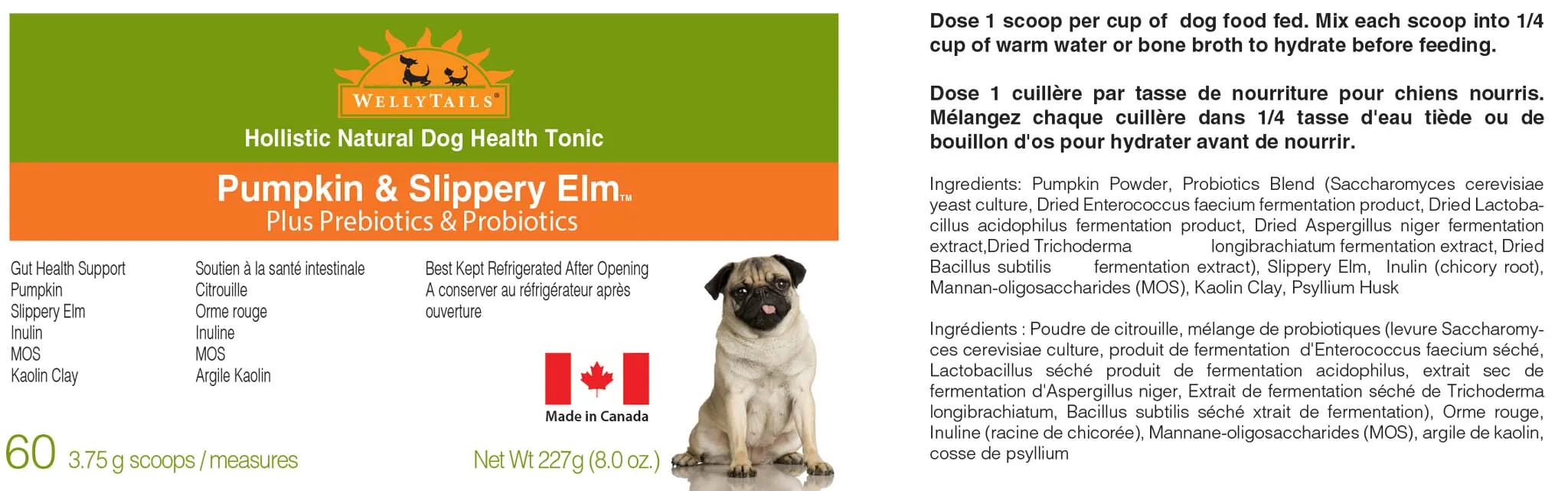 WellyTails Pumpkin & Slippery Elm with Probiotics & Prebiotics